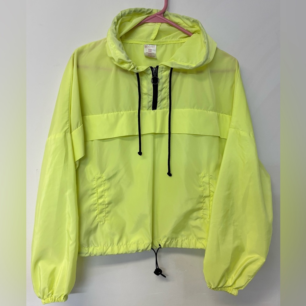 No Boundaries Wmns Quarter-Zip Windbreaker Jacket 'Neon Yellow' - Size S (Wmns)